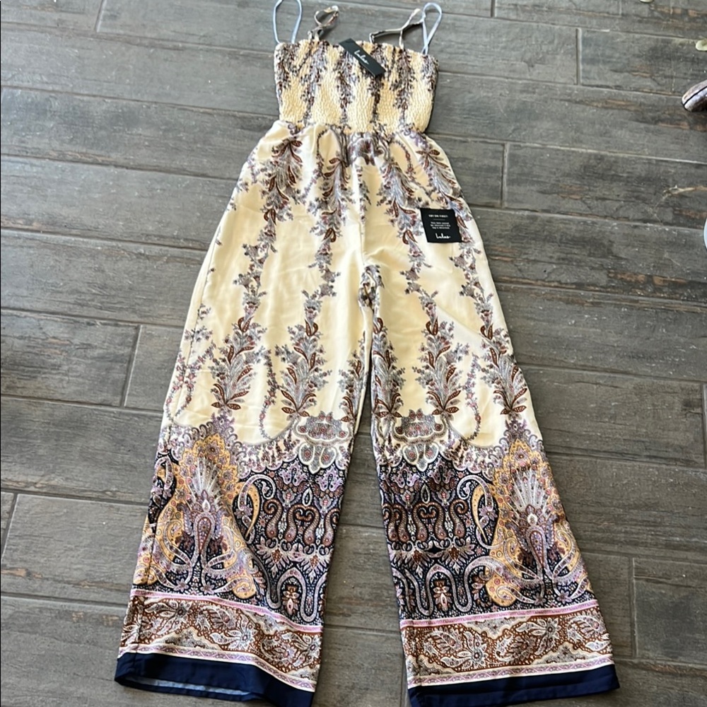 Lulu's wide leg paisley jumpsuit